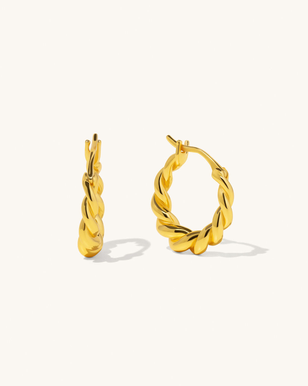 twisted gold hoops with clip gold woman jewelry earrings