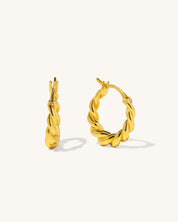 twisted gold hoops with clip gold woman jewelry earrings