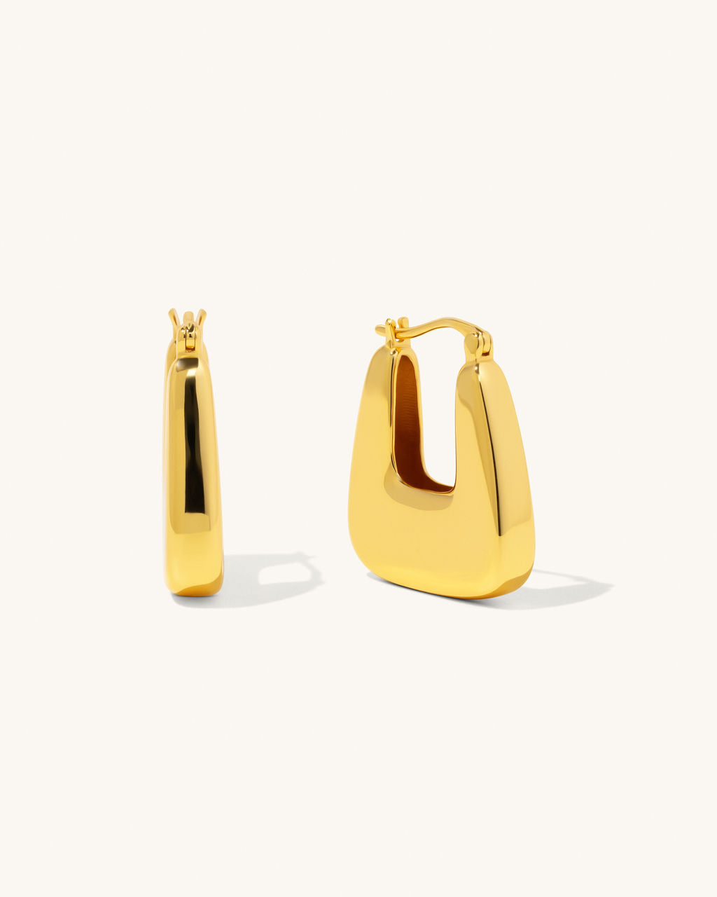 gold square drop hoop earrings clip jewelry 