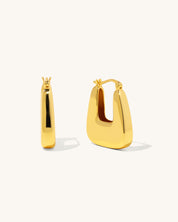 gold square drop hoop earrings clip jewelry 