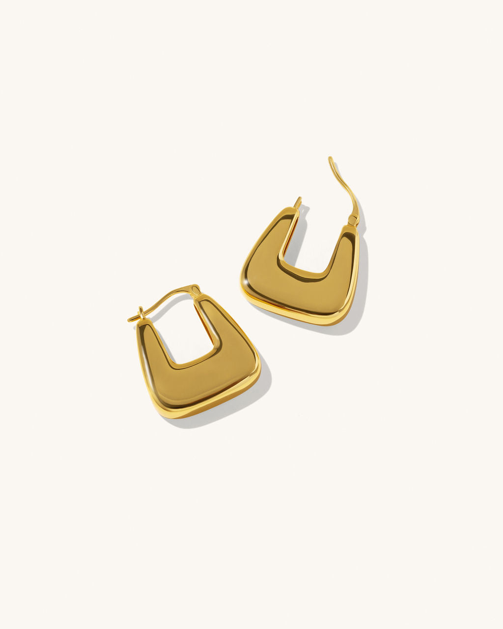 gold square drop hoop earrings clip jewelry 