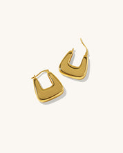 gold square drop hoop earrings clip jewelry 